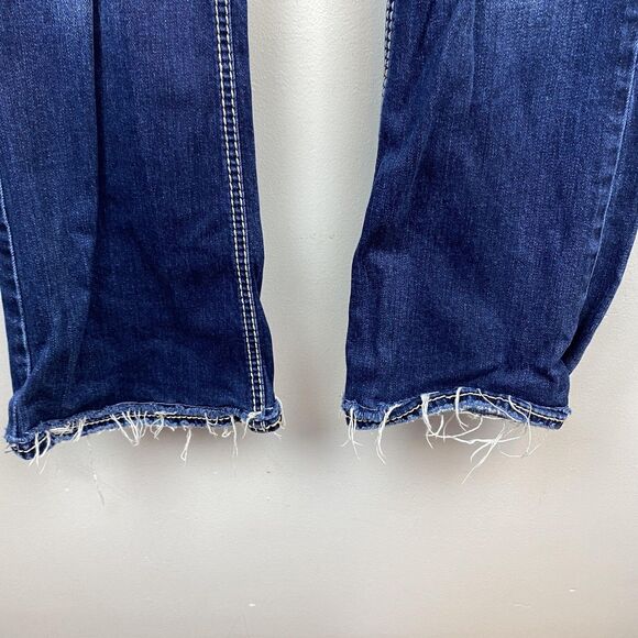Silver Jeans Suki Bootcut Jeans Womens 27 Blue Mid Rise Distressed Raw Hem - Picture 3 of 11